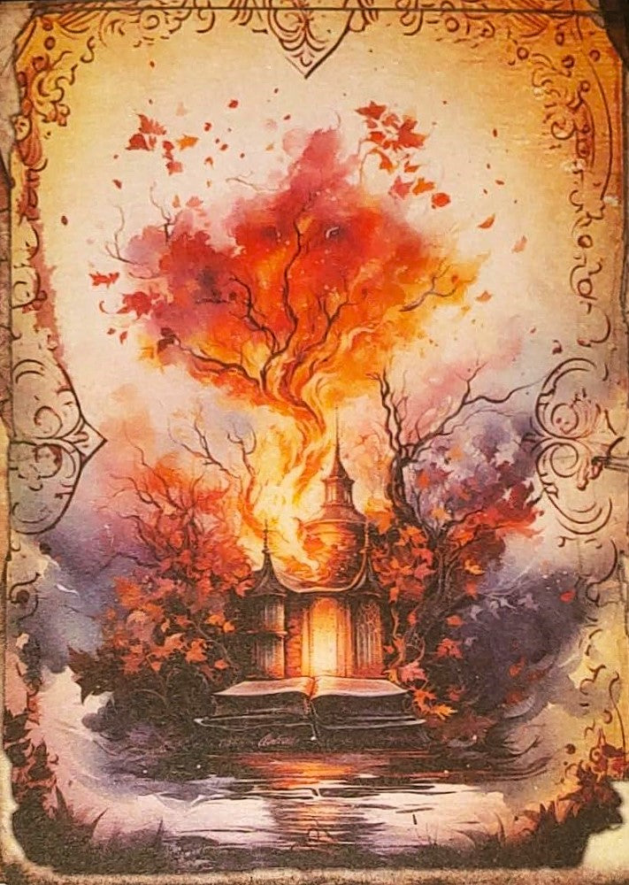 Fiery Red Witches-Set of 10 4" x 6" Decoupage Wood Panels