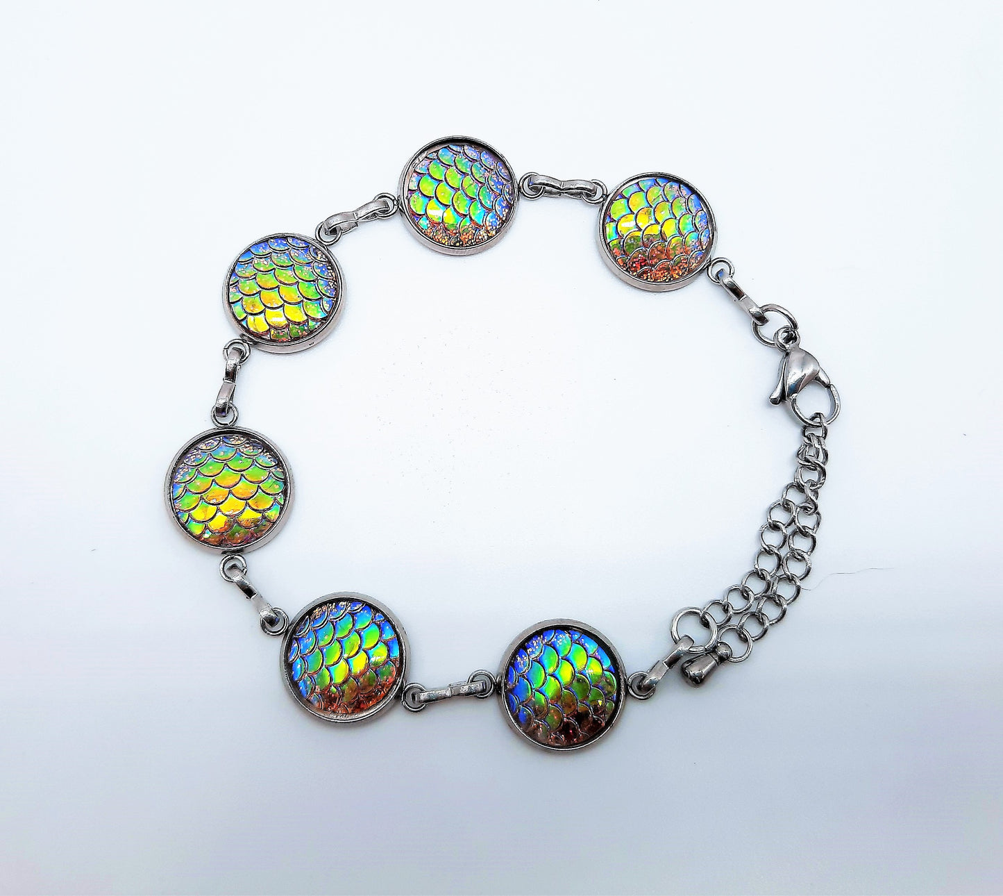 Iridescent Mermaid Scale Link Bracelet