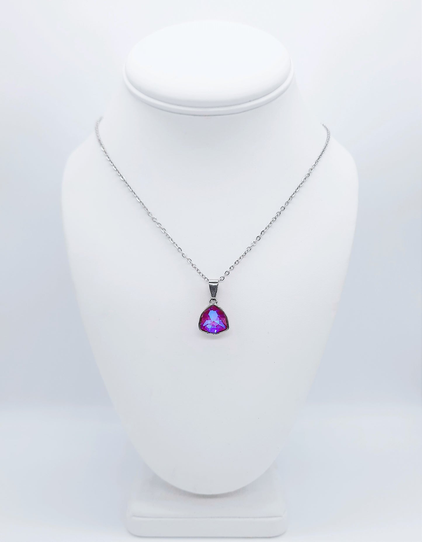 Rainbow Aurora Borealis Triangle Necklace