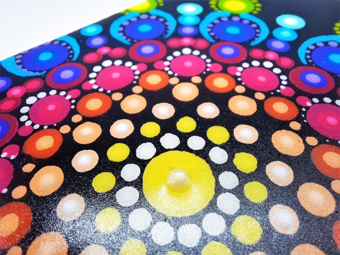 Handpainted Rainbow Dot Mandala Keepsake / Jewelry / Trinket Box