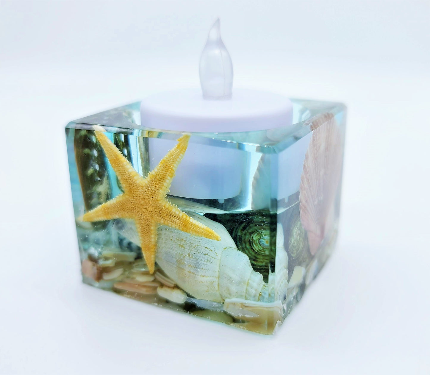Square Seascape Candle Holder