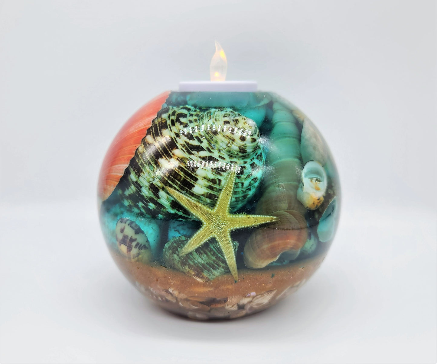 Large Spherical / Round Seascape Candle Holder