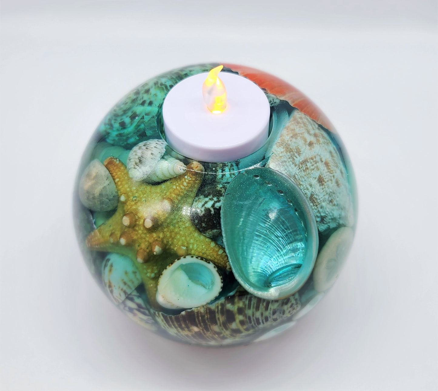 Large Spherical / Round Seascape Candle Holder