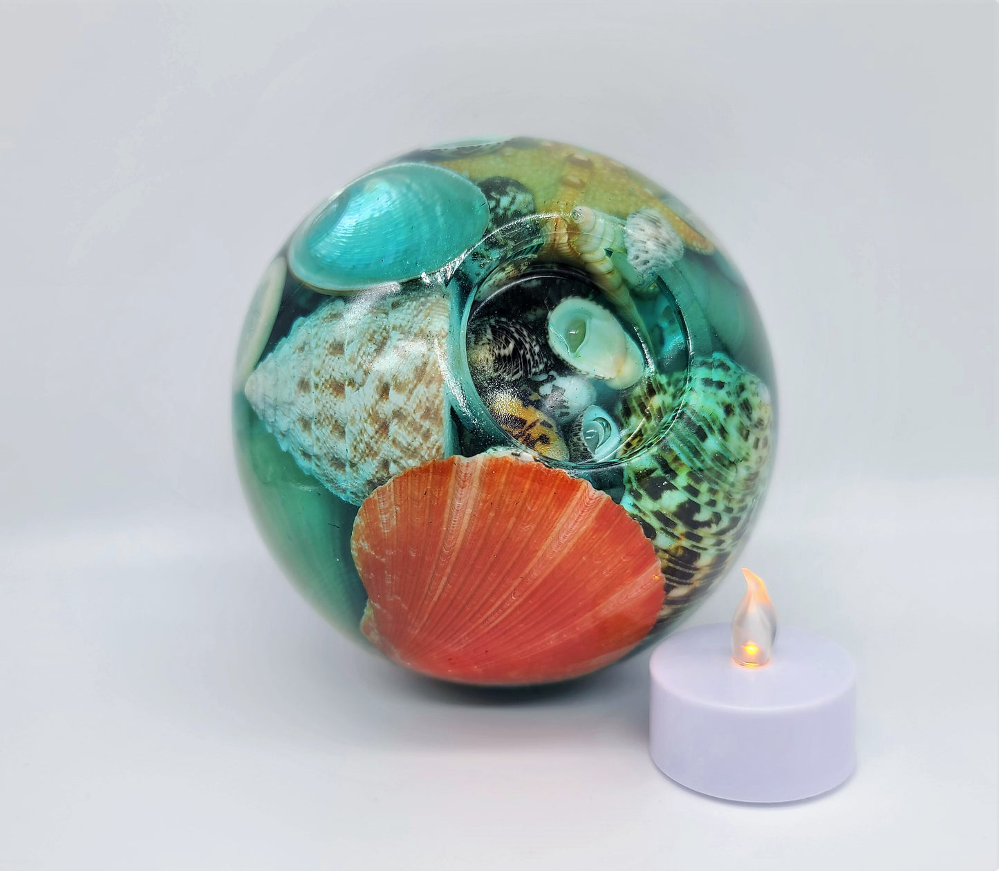 Medium Spherical / Round Seascape Candle Holder