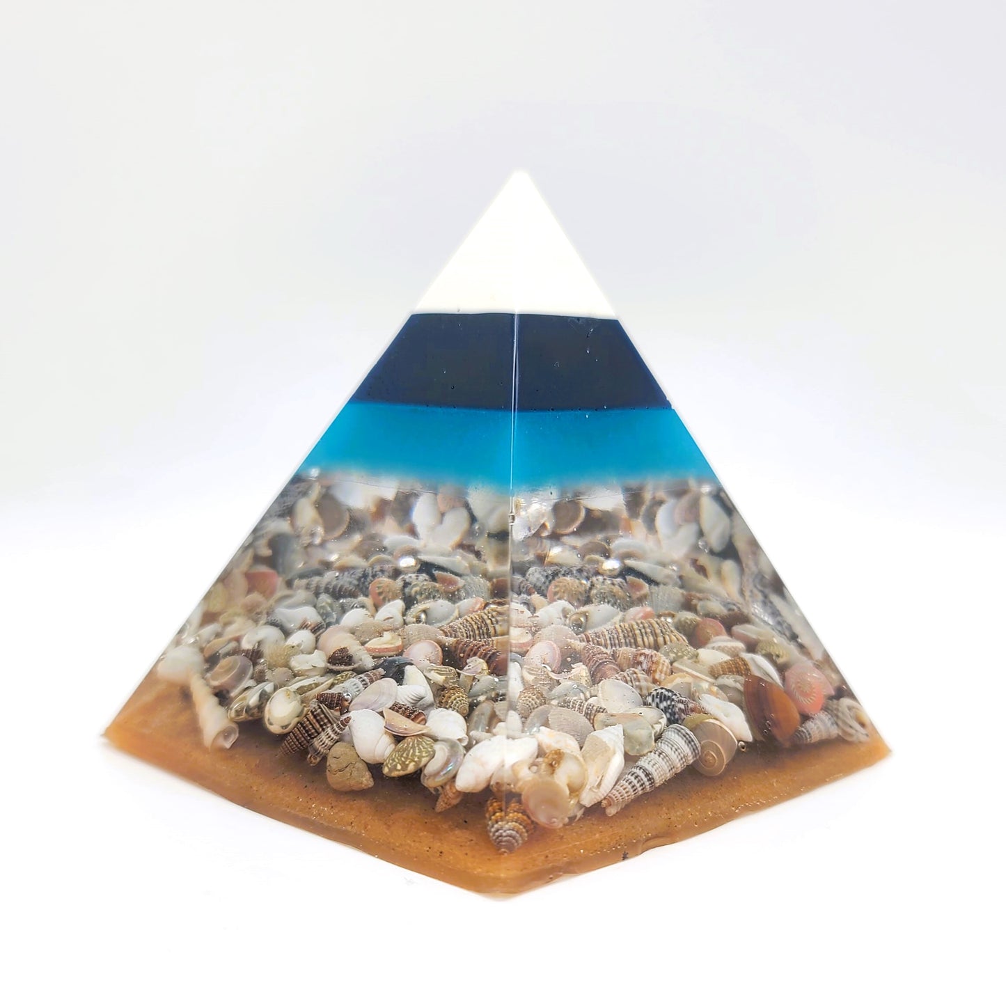 4" Ocean Themed Orgonite Pyramid Made w/ Eco-Friendly Epoxy Resin
