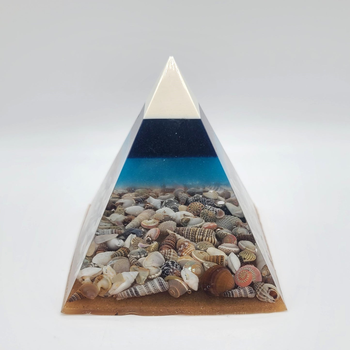 4" Ocean Themed Orgonite Pyramid Made w/ Eco-Friendly Epoxy Resin