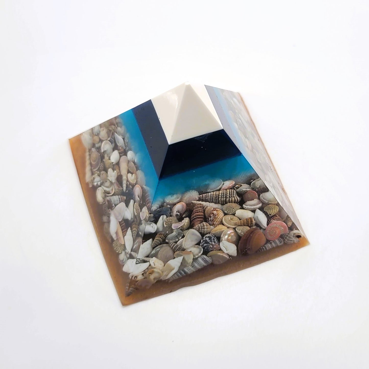 4" Ocean Themed Orgonite Pyramid Made w/ Eco-Friendly Epoxy Resin