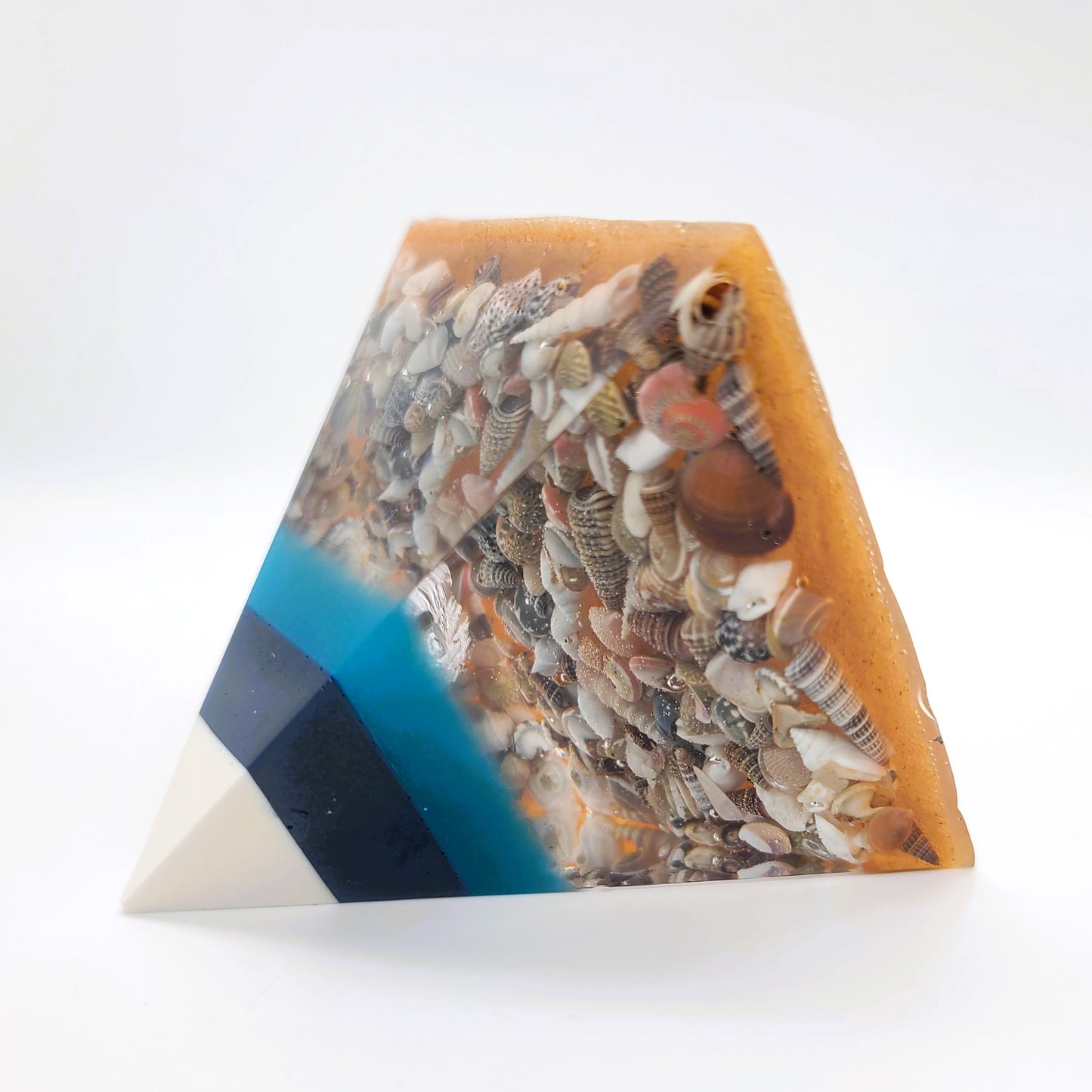 4" Ocean Themed Orgonite Pyramid Made w/ Eco-Friendly Epoxy Resin
