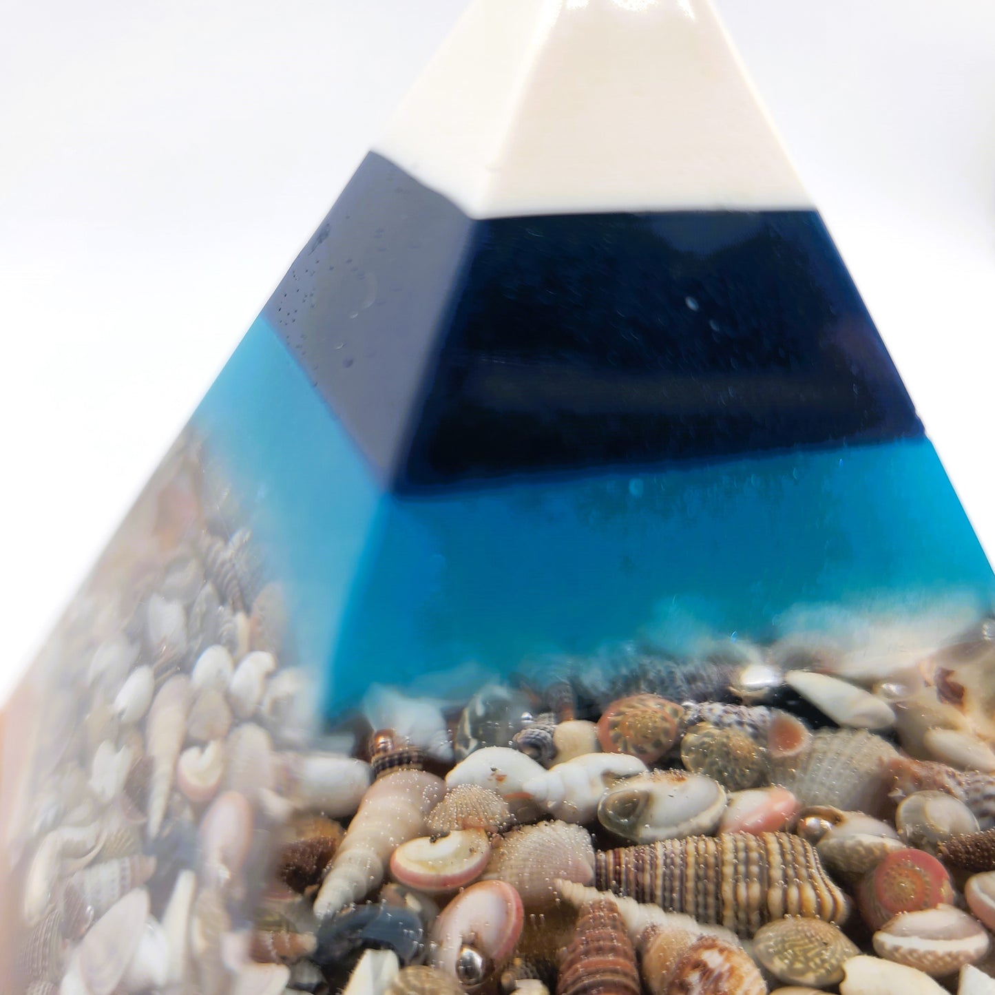 4" Ocean Themed Orgonite Pyramid Made w/ Eco-Friendly Epoxy Resin