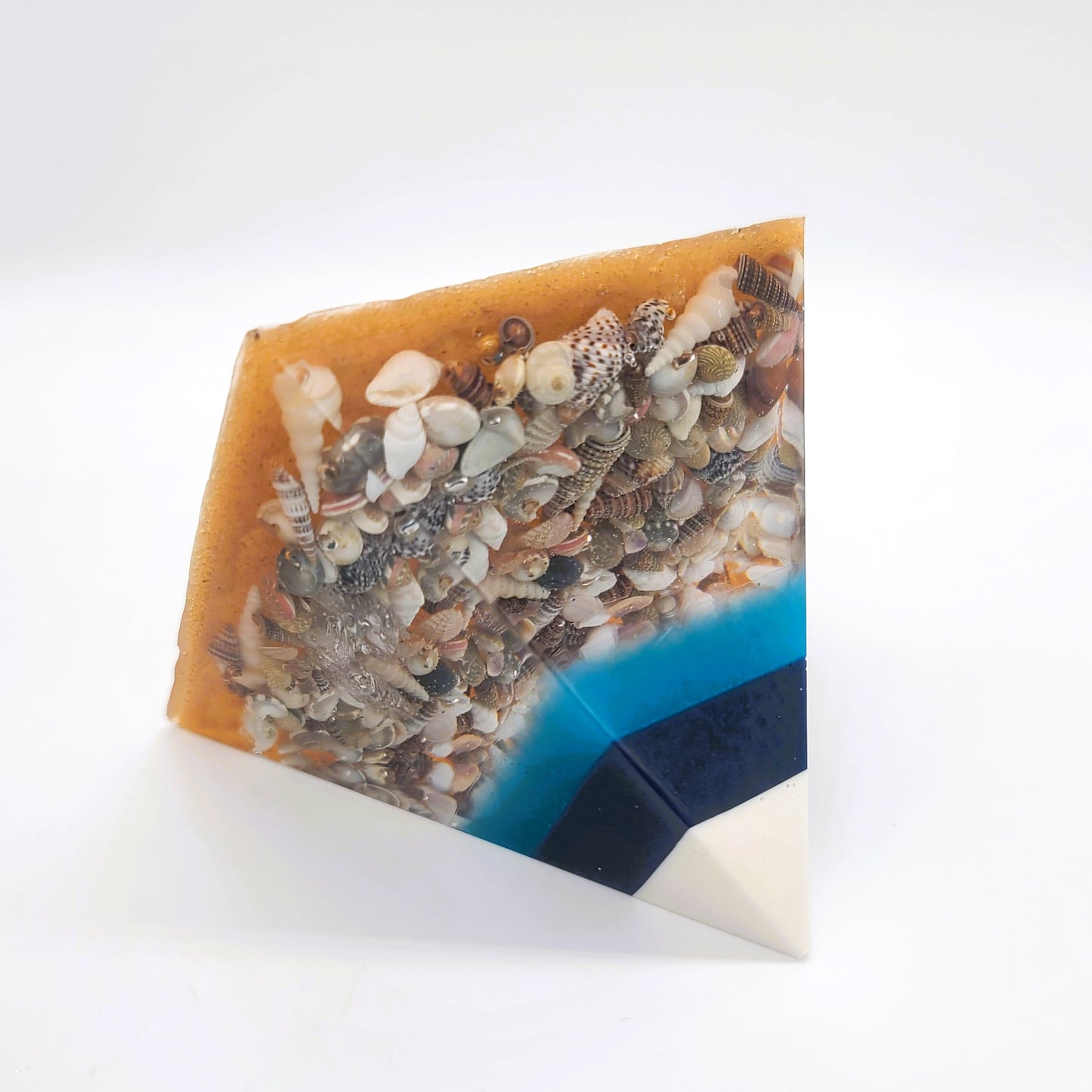 4" Ocean Themed Orgonite Pyramid Made w/ Eco-Friendly Epoxy Resin