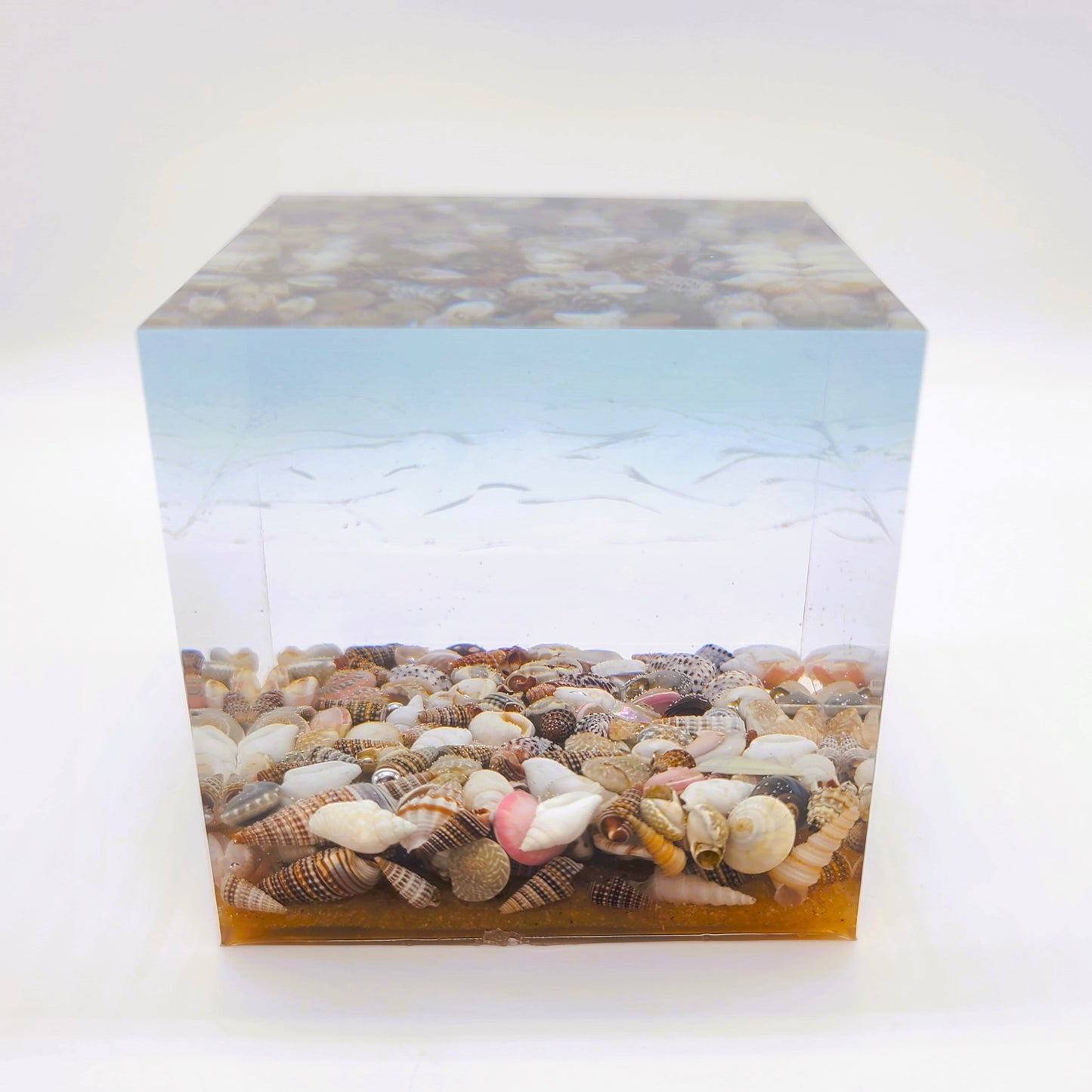 3" Resin Ocean Themed Cube - Eco-Friendly
