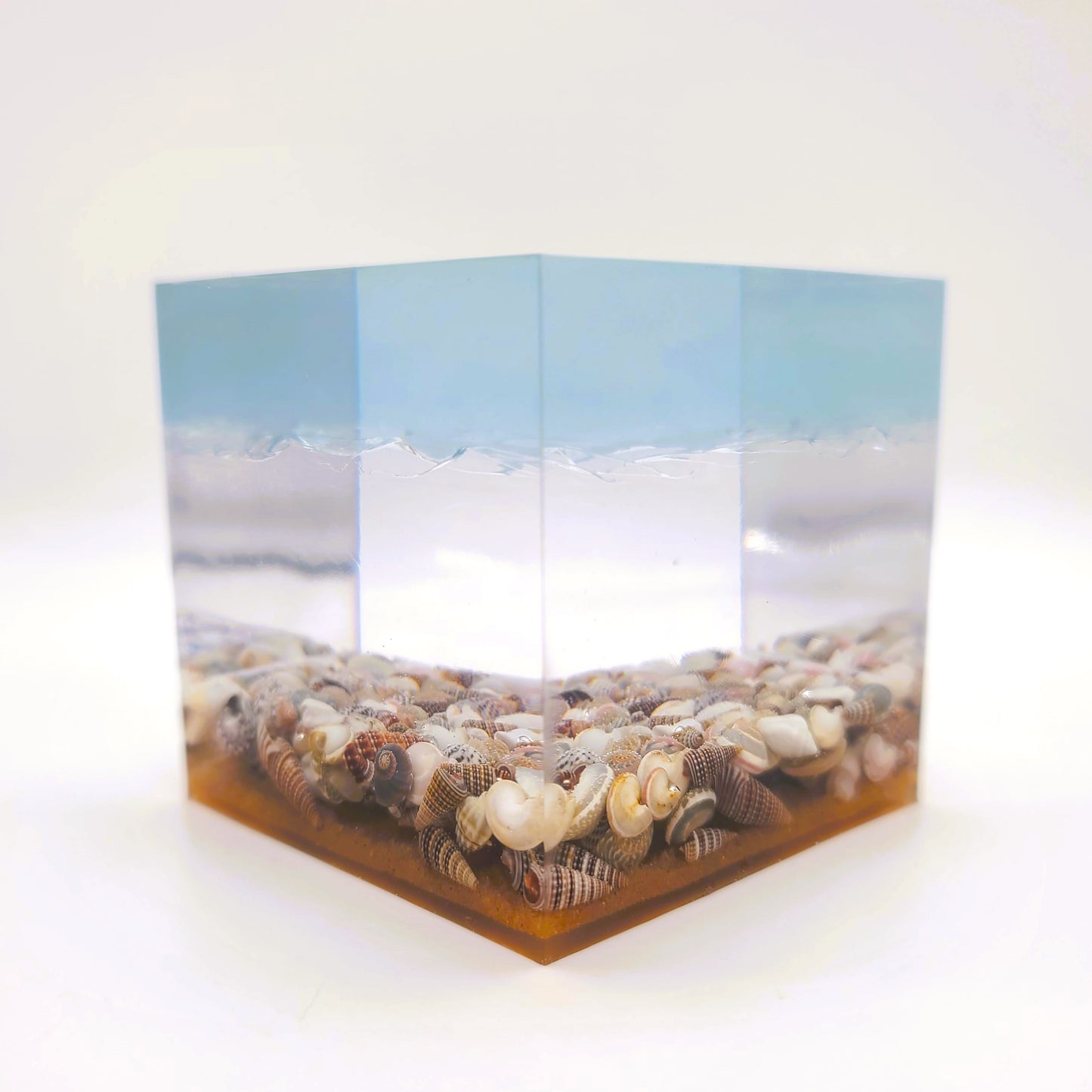 3" Resin Ocean Themed Cube - Eco-Friendly