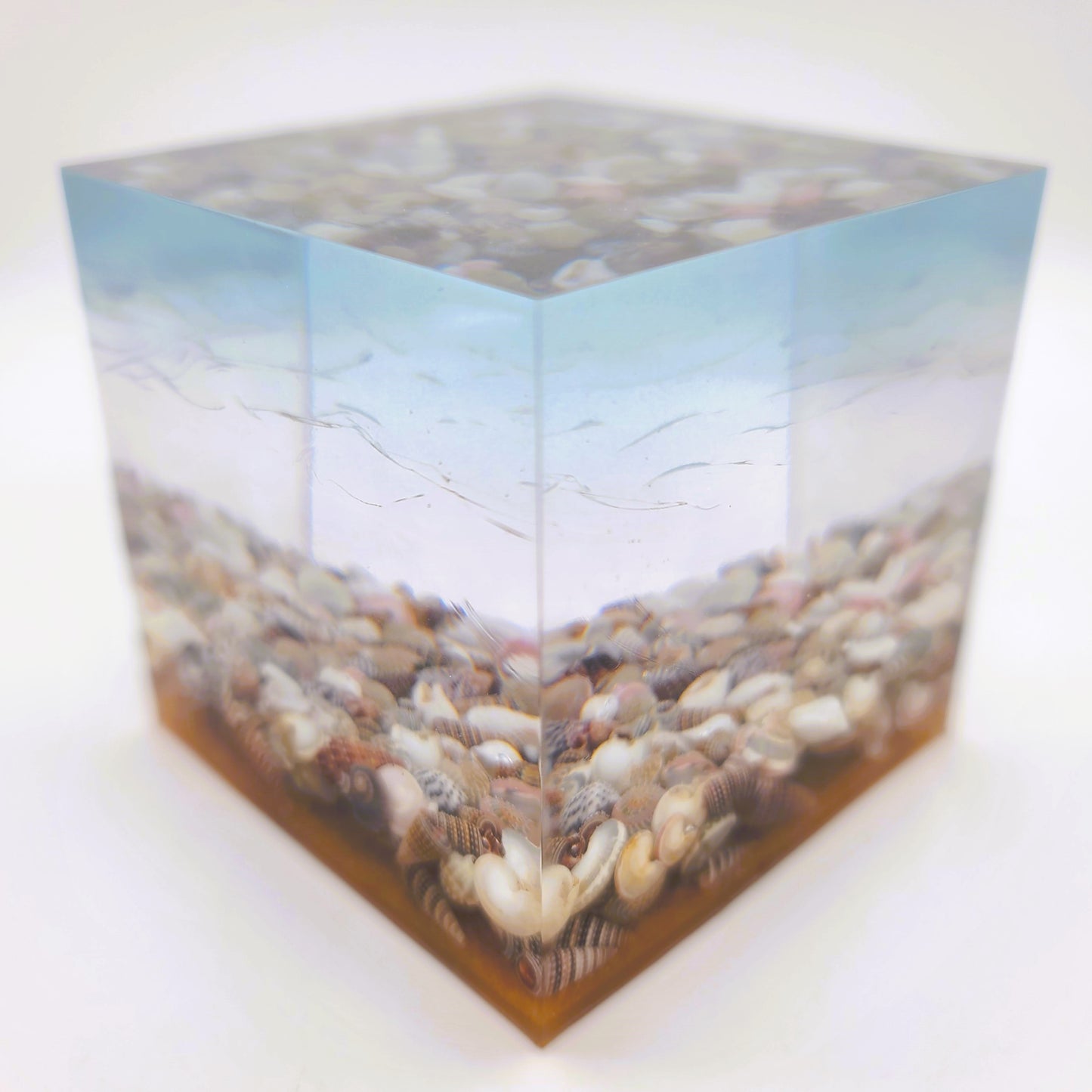 3" Resin Ocean Themed Cube - Eco-Friendly