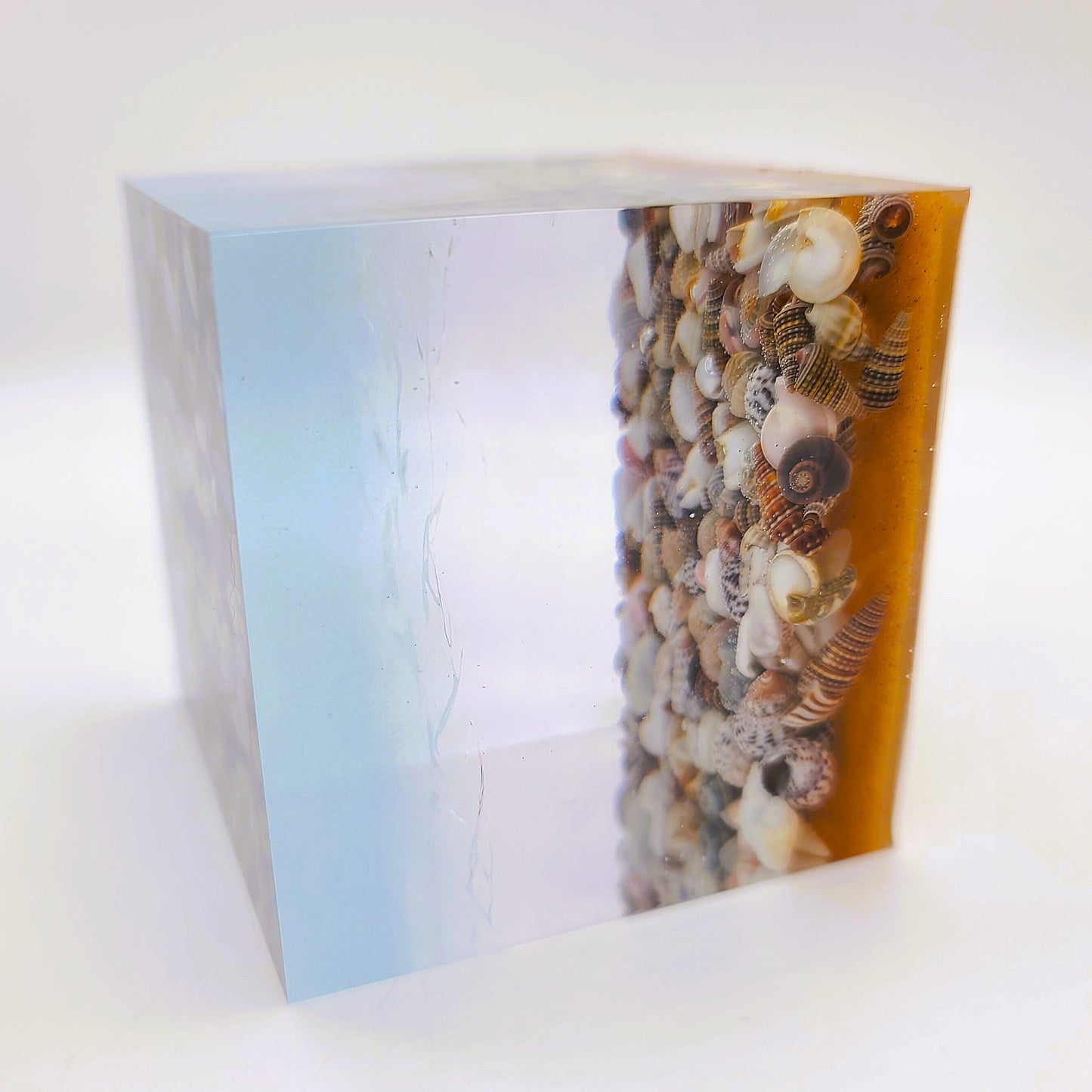 3" Resin Ocean Themed Cube - Eco-Friendly