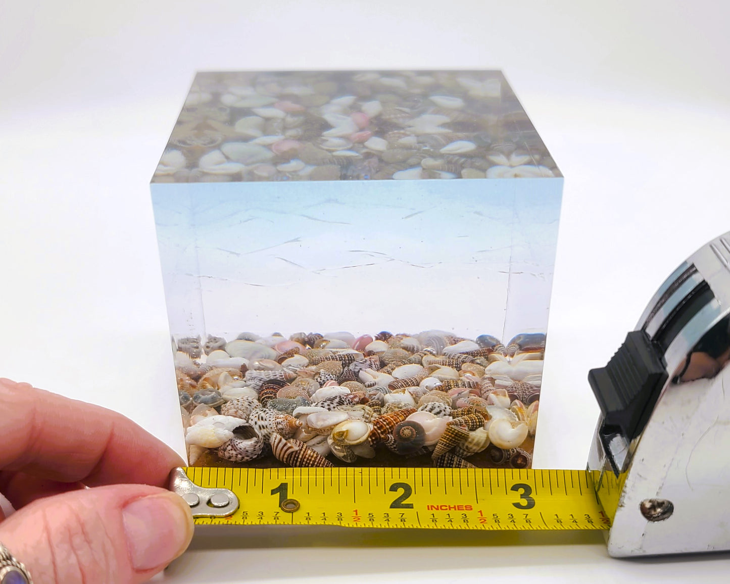 3" Resin Ocean Themed Cube - Eco-Friendly