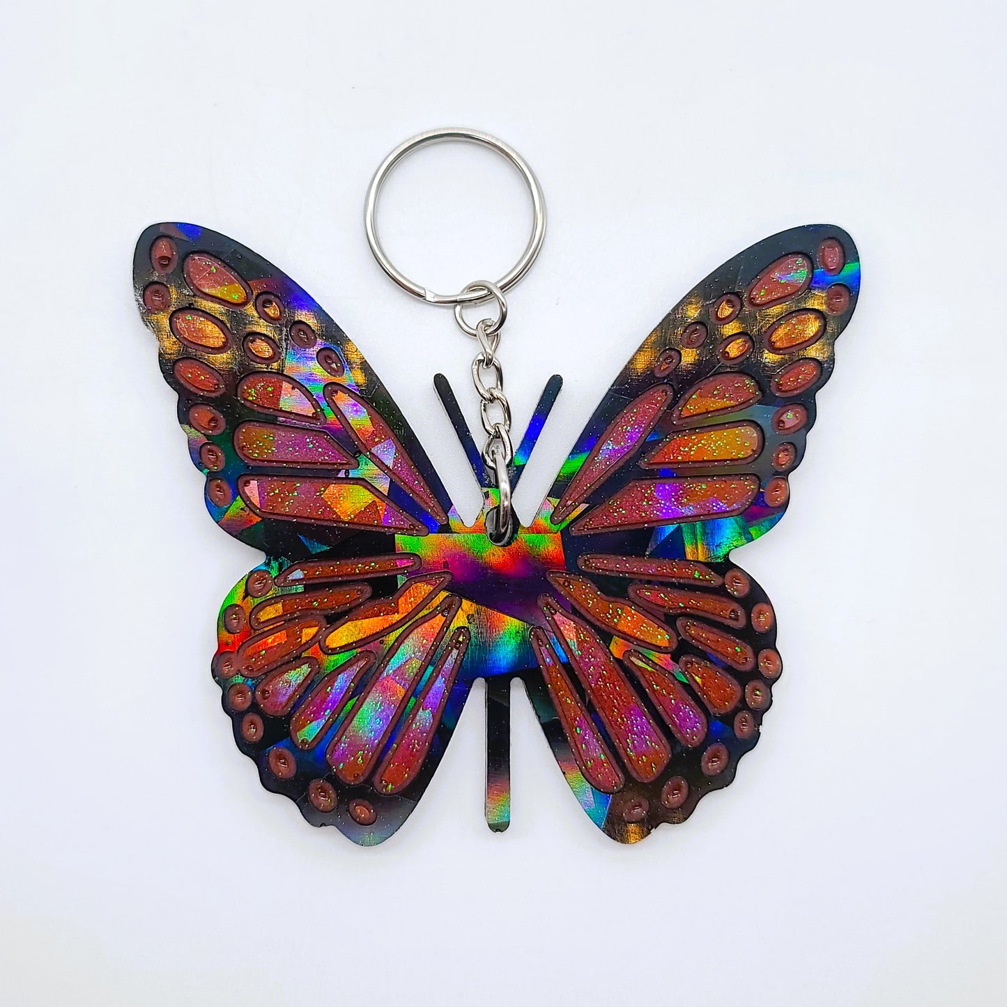 Holographic Resin Monarch Butterfly Key Chain/Suncatcher