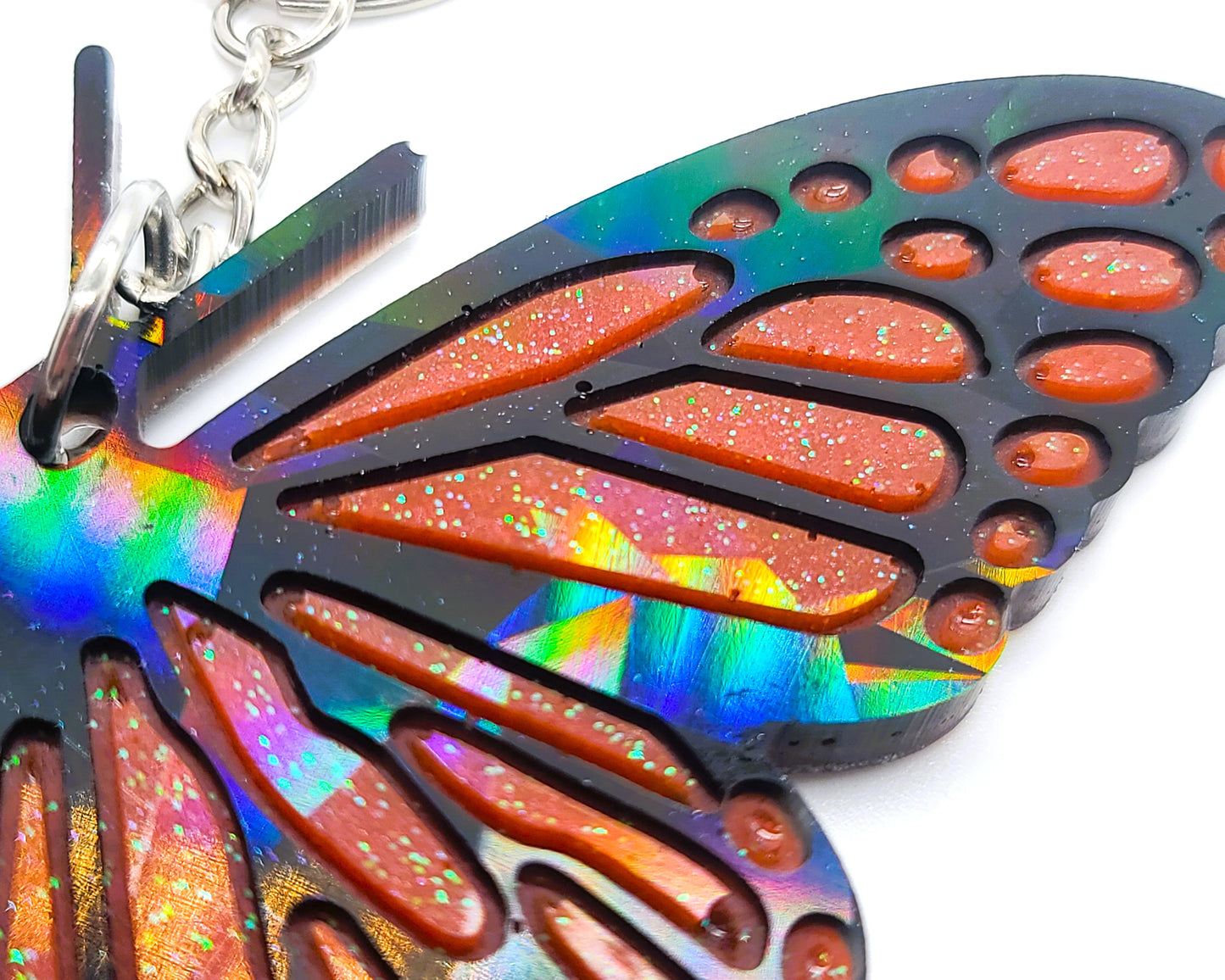 Holographic Resin Monarch Butterfly Key Chain/Suncatcher
