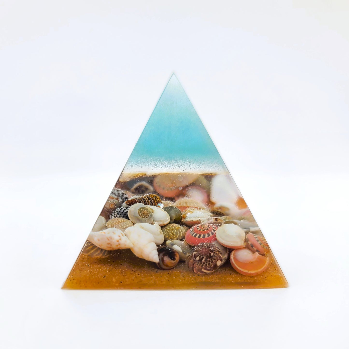 Tiny Ocean Themed Orgonite Pyramid Made w/ Eco-Friendly Epoxy Resin