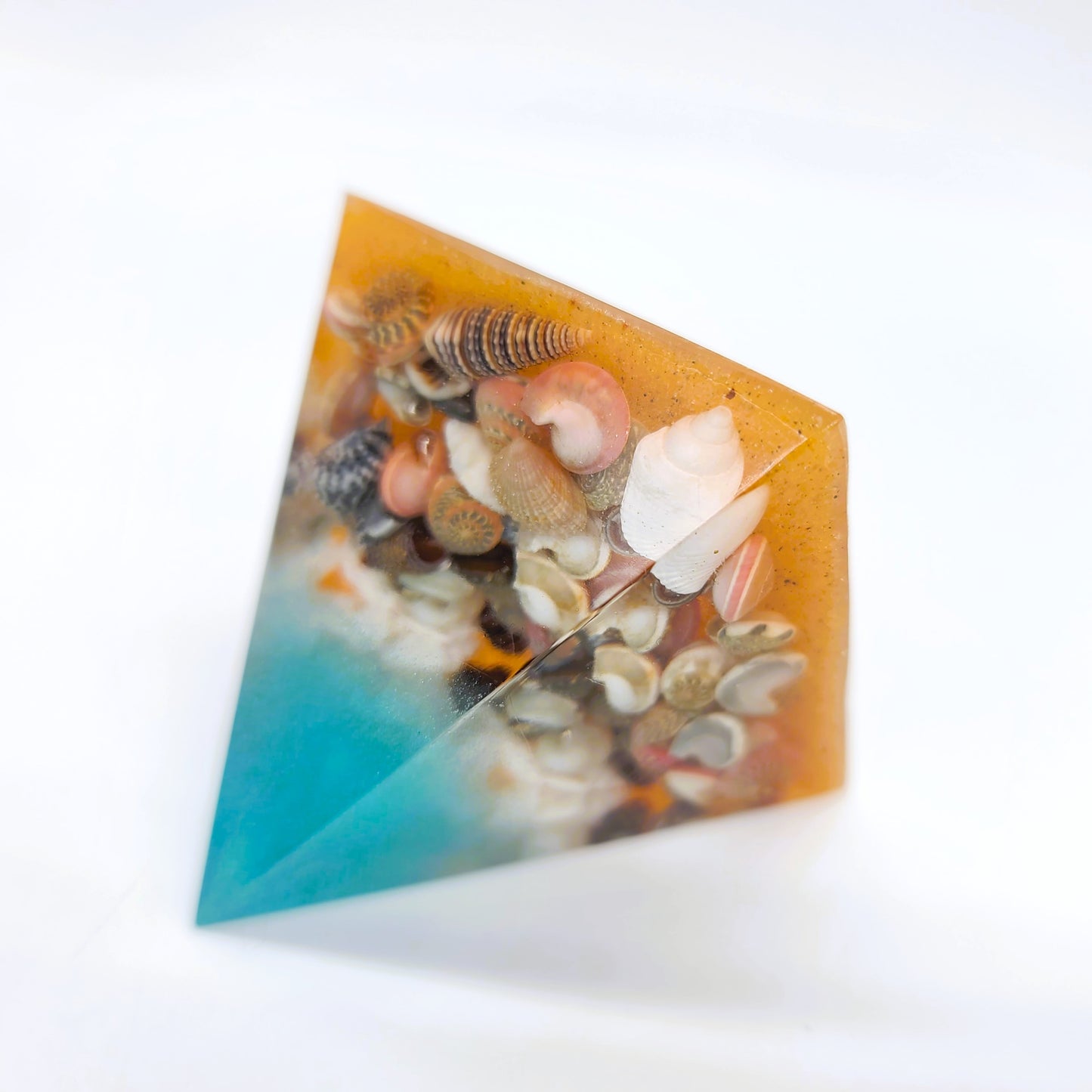 Tiny Ocean Themed Orgonite Pyramid Made w/ Eco-Friendly Epoxy Resin