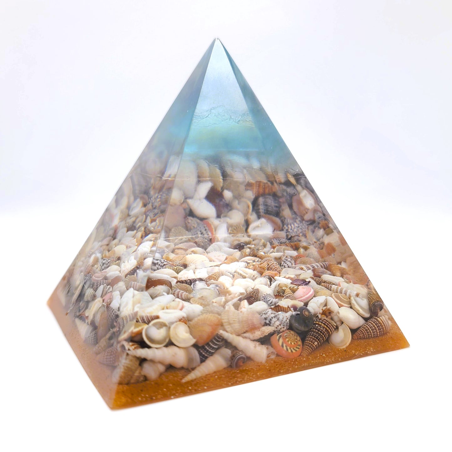 Ocean Themed Orgonite Pyramid Made w/ Eco-Friendly Epoxy Resin
