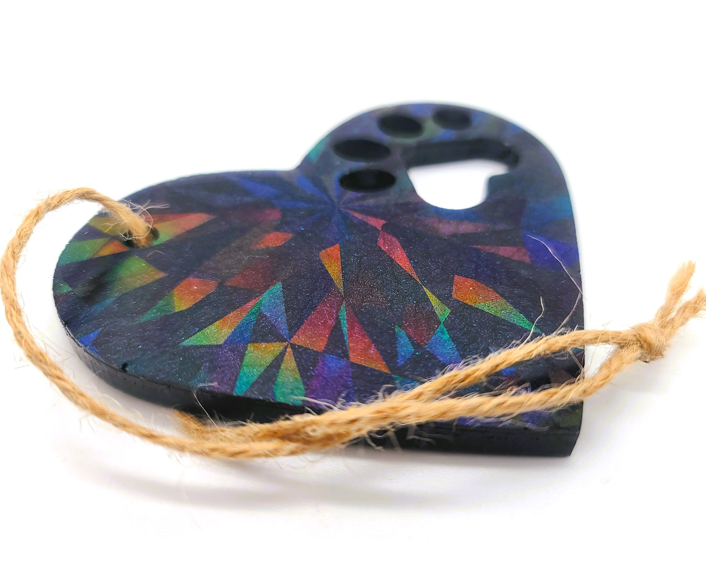 Dog Paw Heart Holographic Ornament Made w/ Eco-Friendly Resin