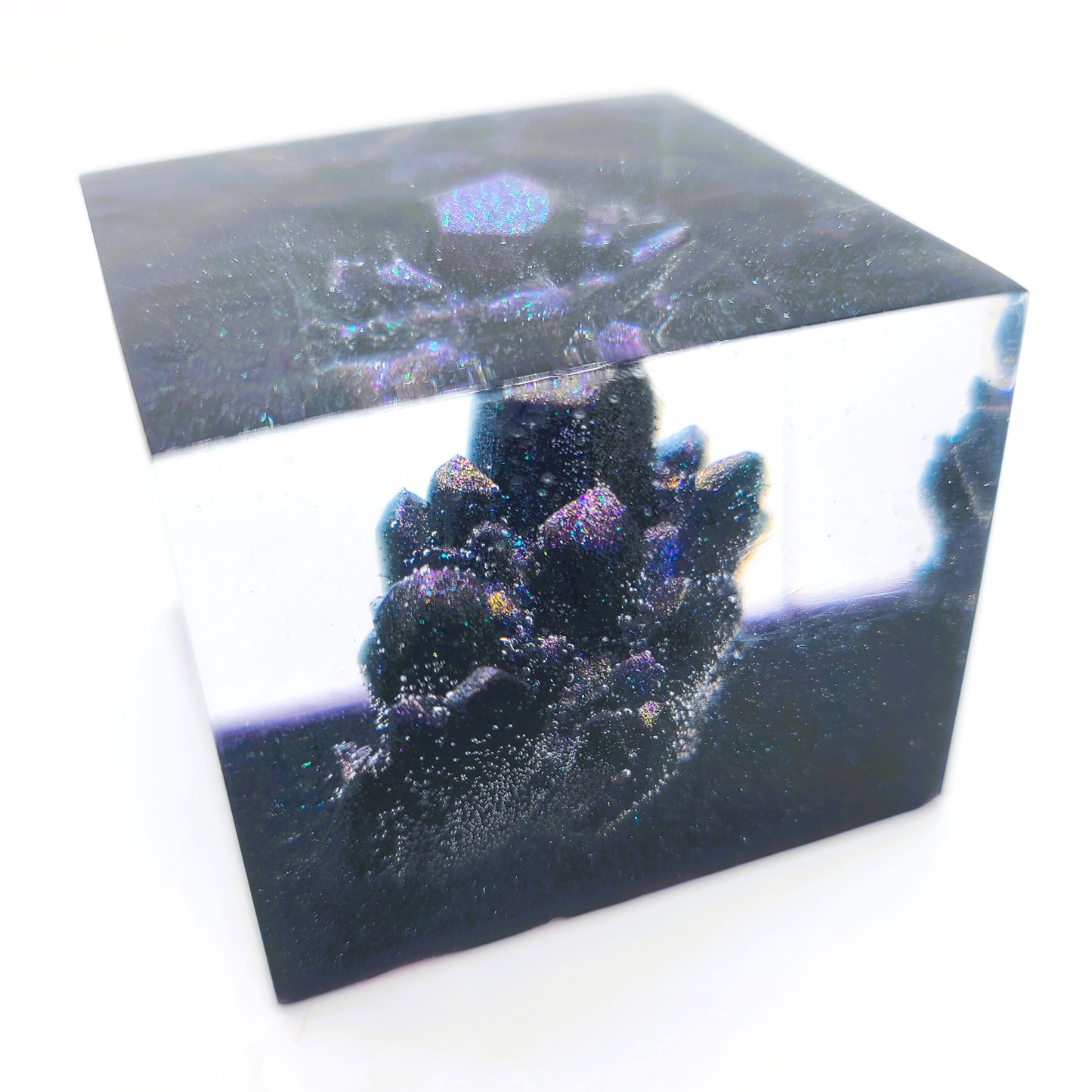 3" Resin Purple Crystal Quartz Cluster Cube