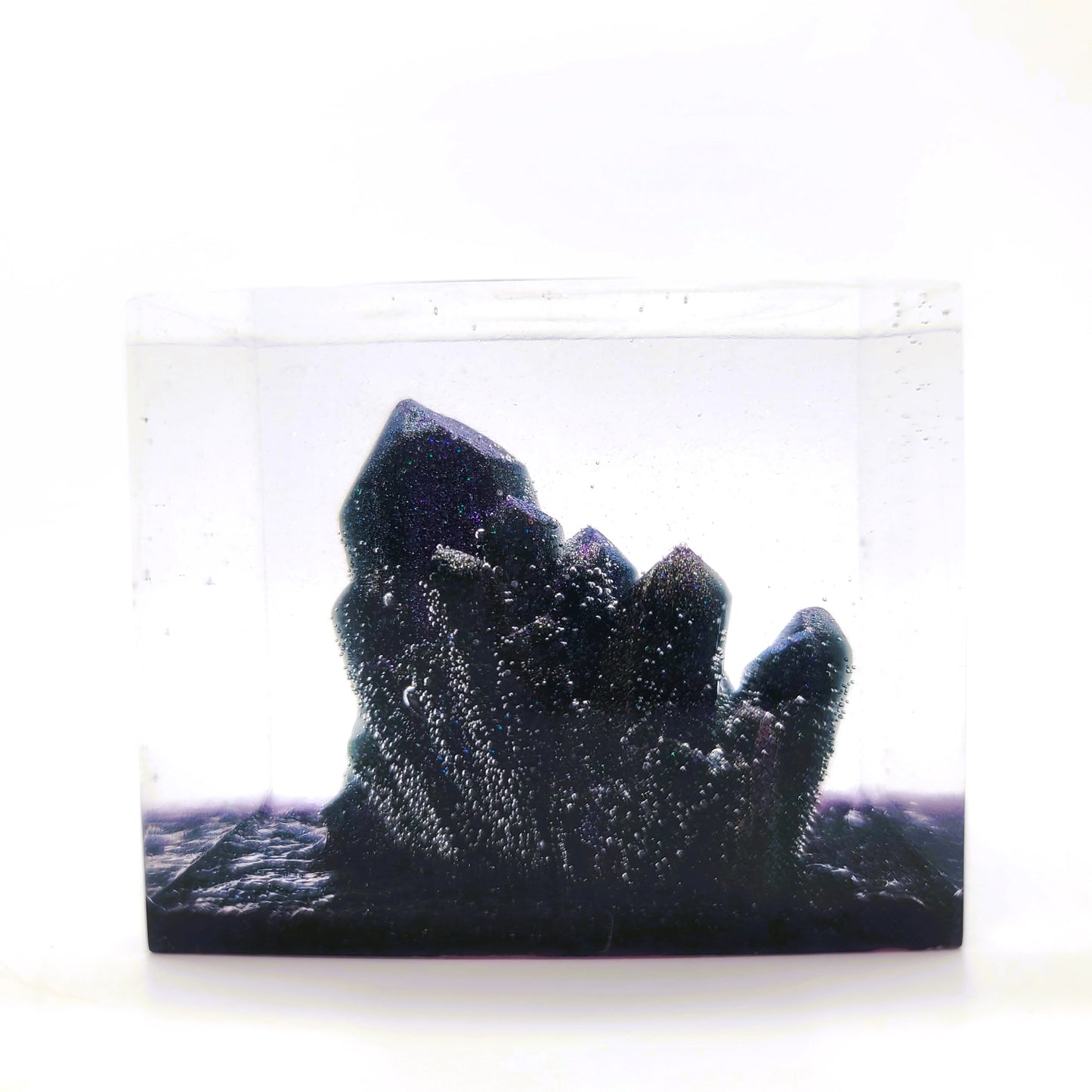 3" Resin Purple Crystal Quartz Cluster Cube