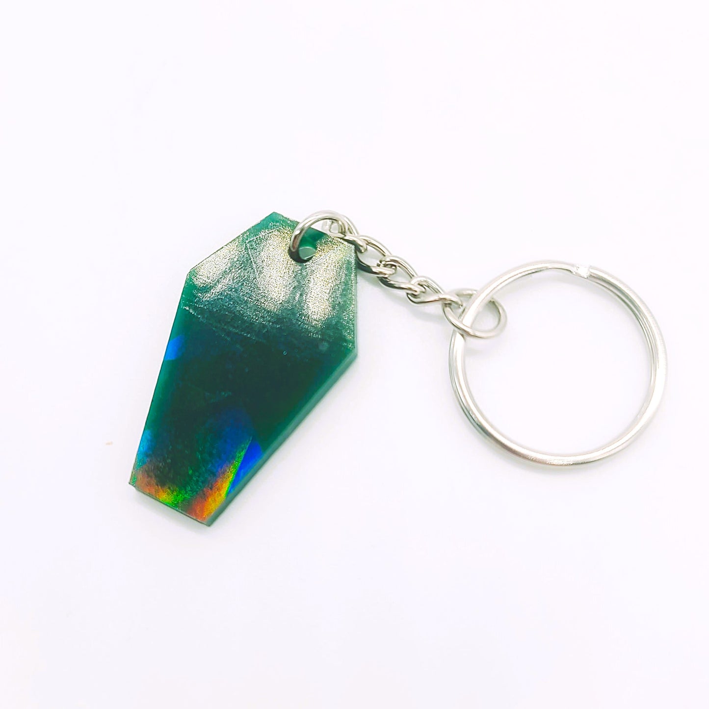 Holographic Coffin Shaped Key Chain - Eco-Friendly Resin