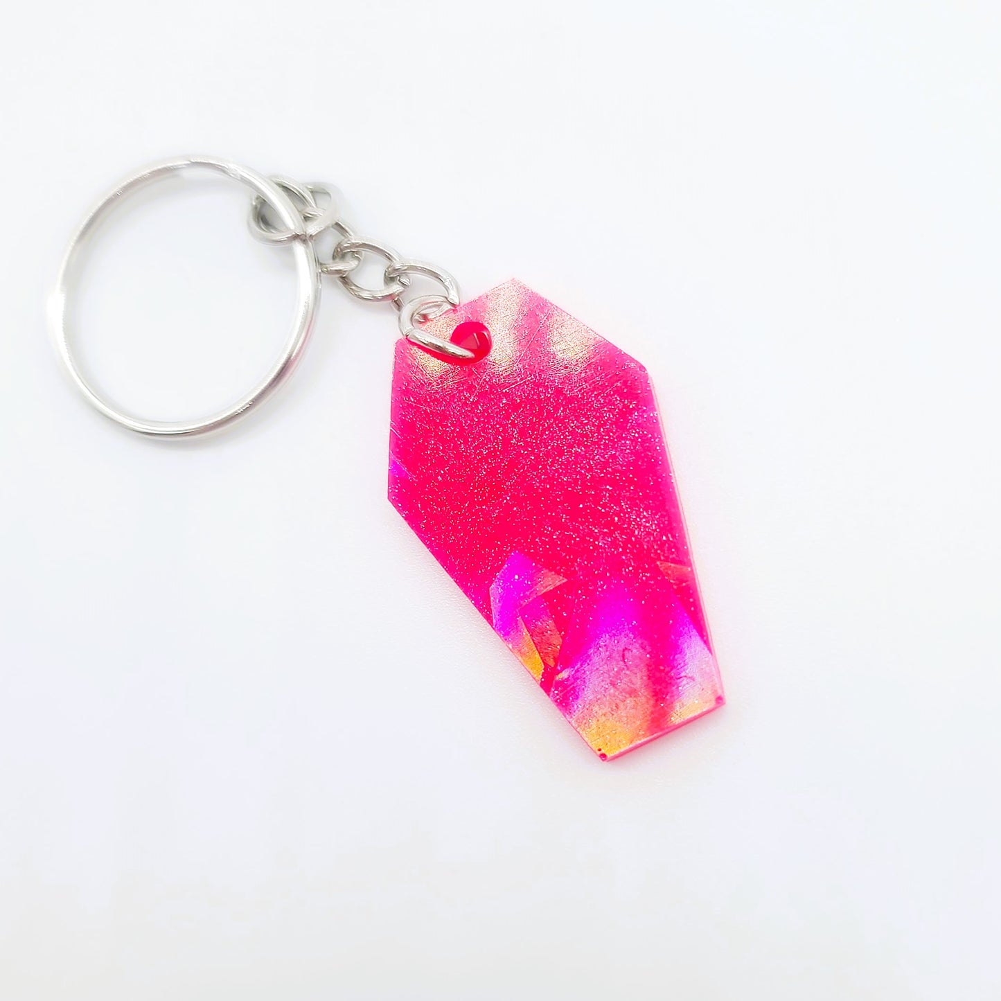 Holographic Coffin Shaped Key Chain - Eco-Friendly Resin