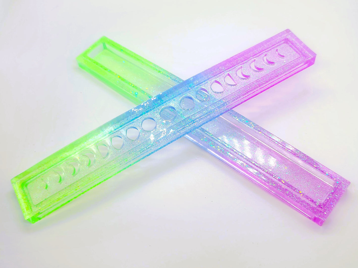 Moon Phases Incense Holder - Made with Resin & Color-Shift Mica