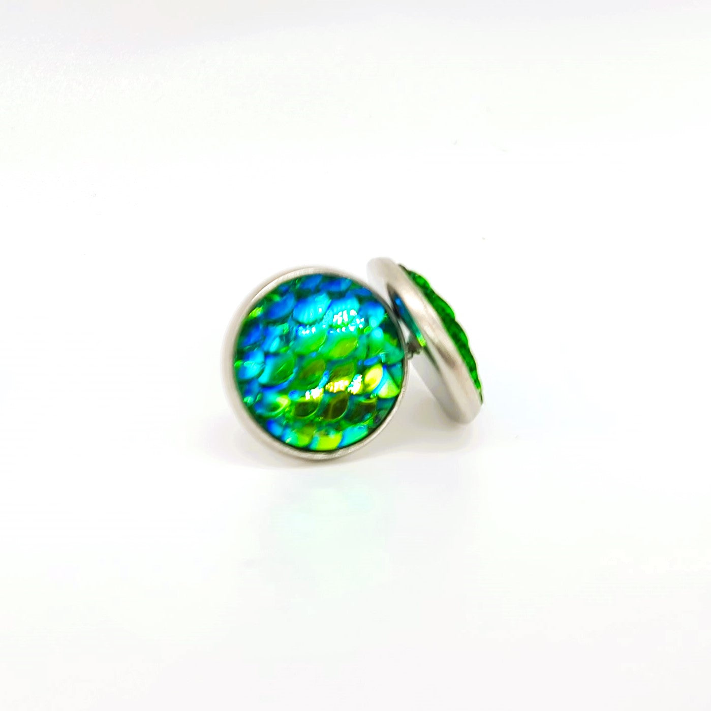 Handcrafted Iridescent Mermaid Scale Post Earrings