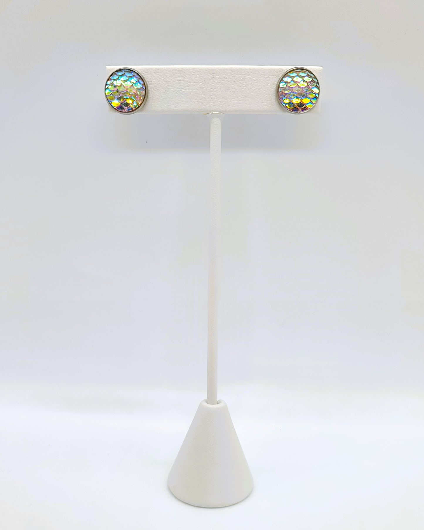 Handcrafted Iridescent Mermaid Scale Post Earrings
