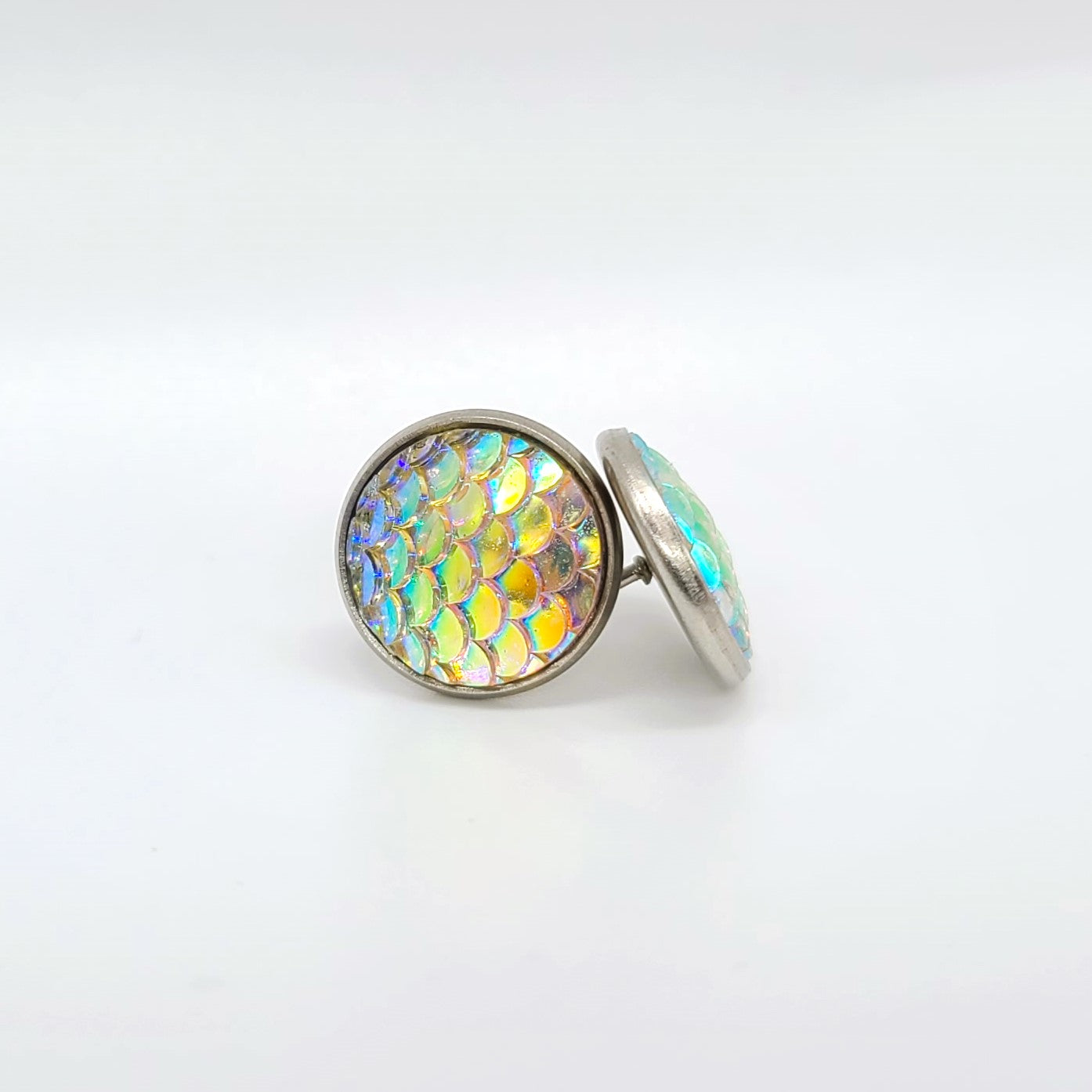 Handcrafted Iridescent Mermaid Scale Post Earrings