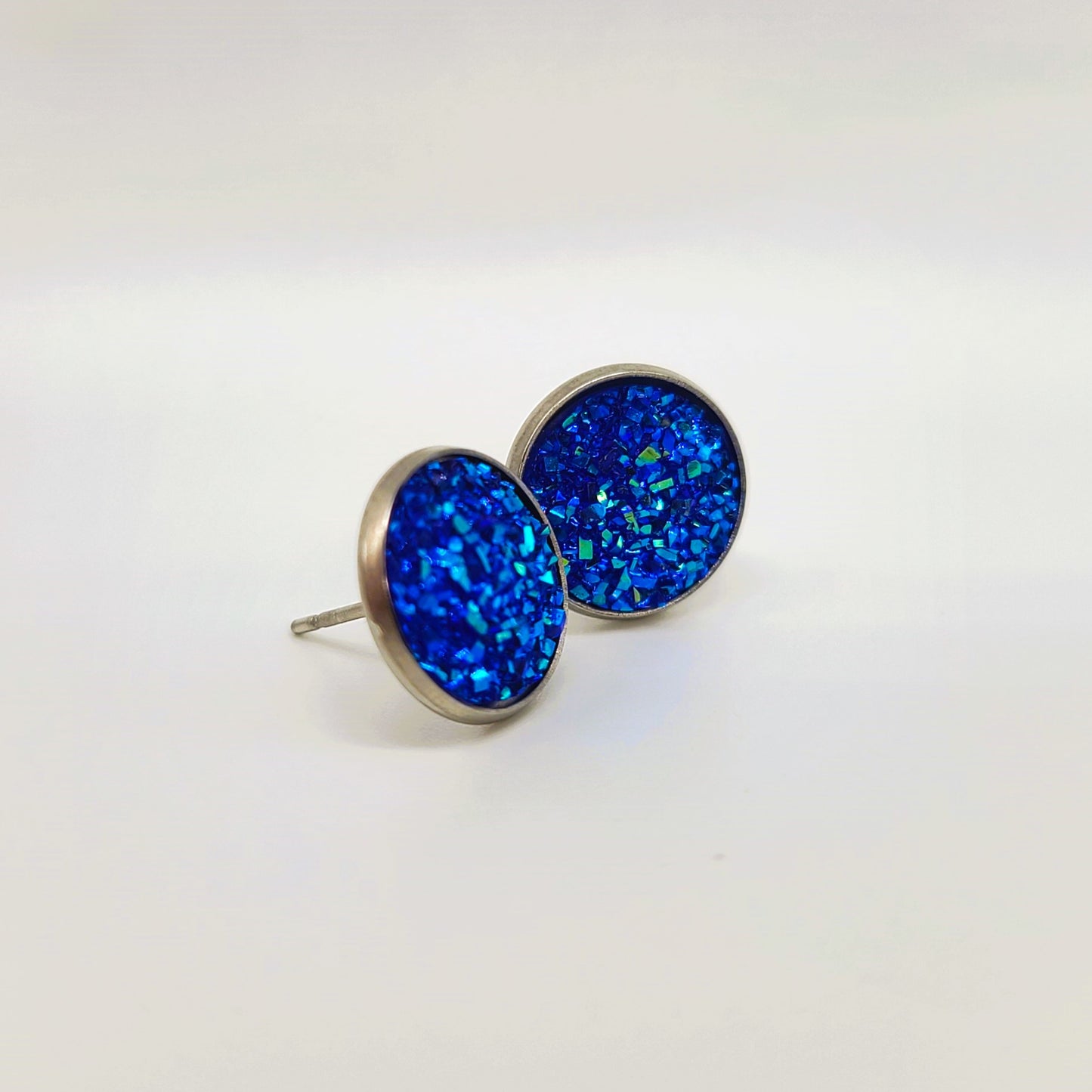 Handcrafted Iridescent Druzy Stone Post Earrings