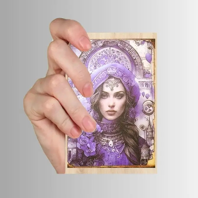 Purple Witches - Set of 10 4" x 6" Decoupage Wood Wall Panels