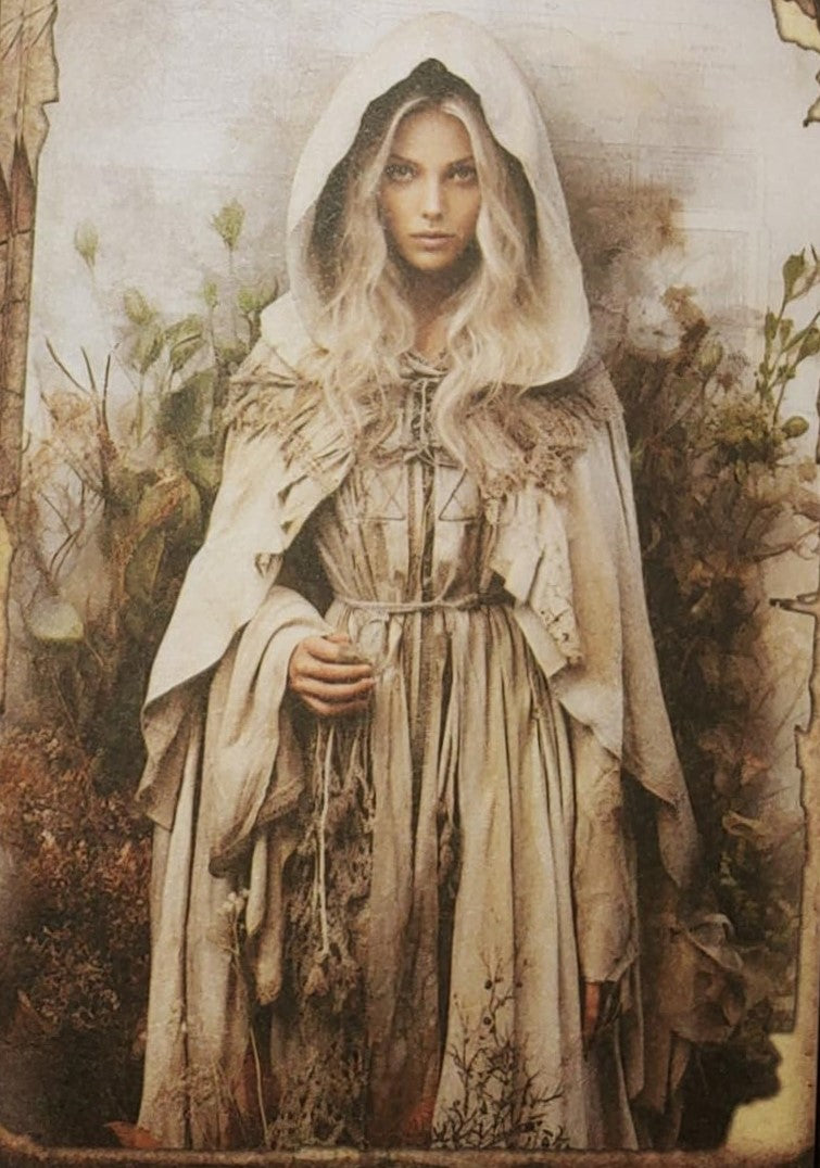 White Witches - Set of 10 4" x 6" Decoupage Wood Wall Panels