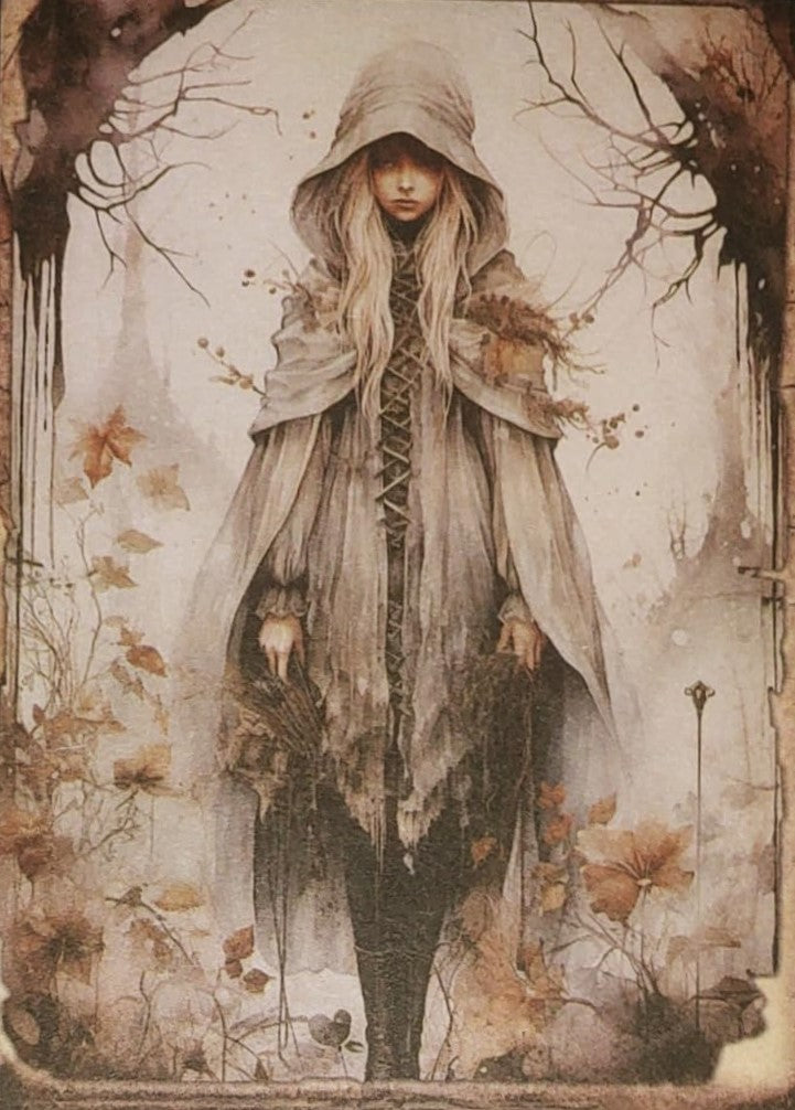 White Witches - Set of 10 4" x 6" Decoupage Wood Wall Panels