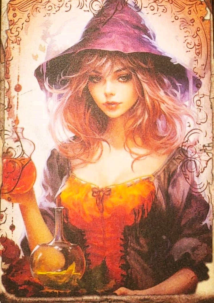 Fiery Red Witches-Set of 10 4" x 6" Decoupage Wood Panels
