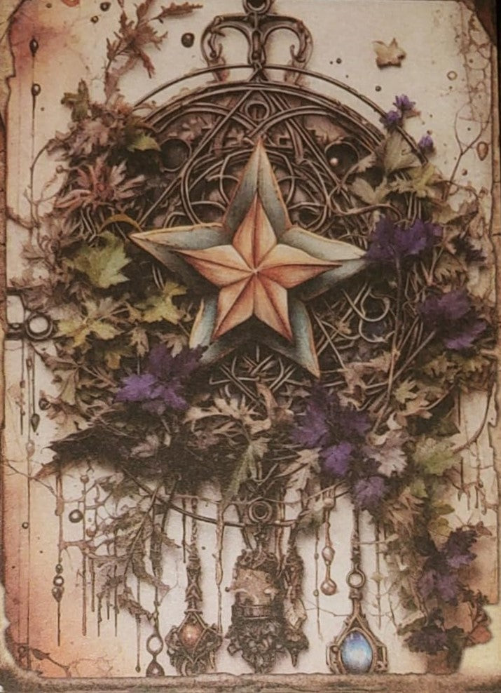 White Witches - Set of 10 4" x 6" Decoupage Wood Wall Panels
