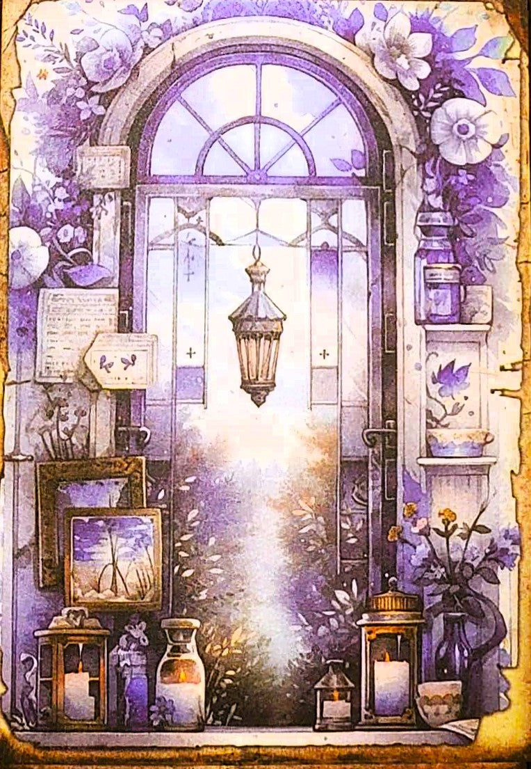 Purple Witches - Set of 10 4" x 6" Decoupage Wood Wall Panels