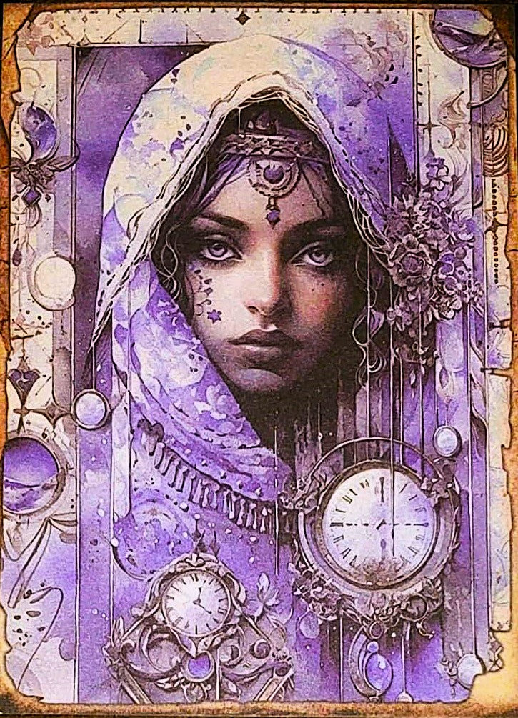 Purple Witches - Set of 10 4" x 6" Decoupage Wood Wall Panels
