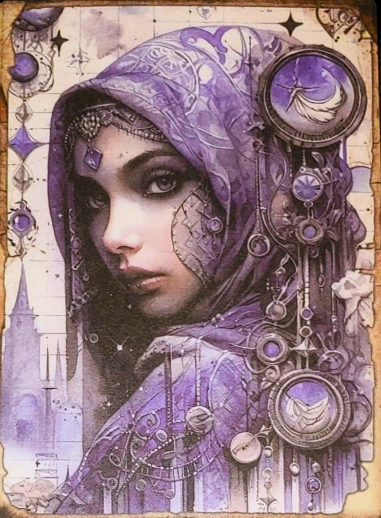 Purple Witches - Set of 10 4" x 6" Decoupage Wood Wall Panels
