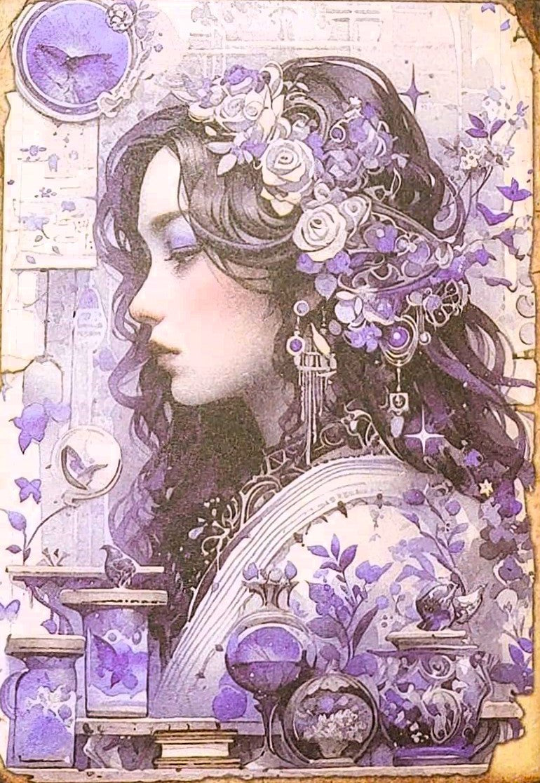 Purple Witches - Set of 10 4" x 6" Decoupage Wood Wall Panels