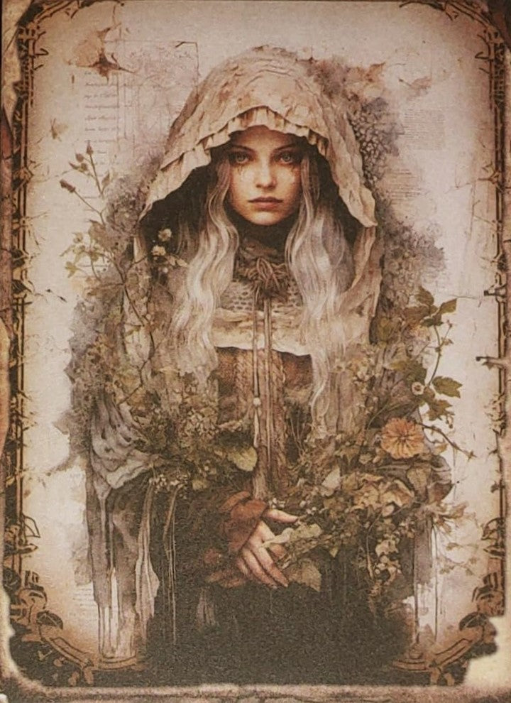 White Witches - Set of 10 4" x 6" Decoupage Wood Wall Panels
