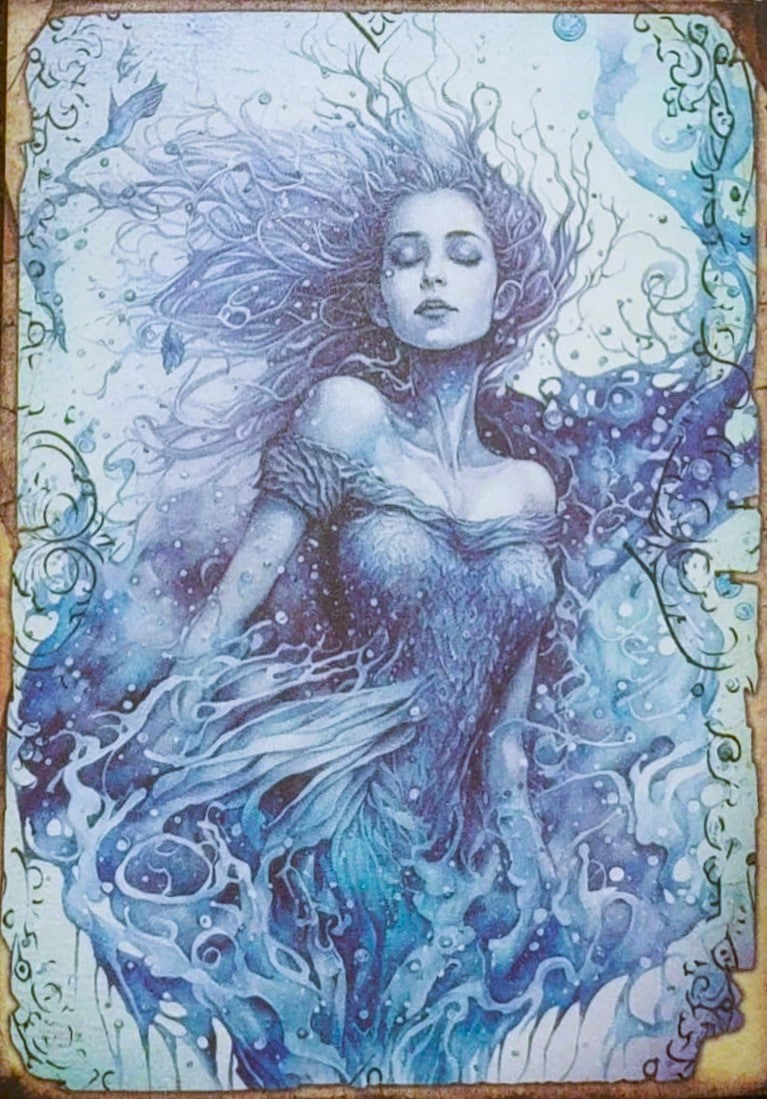 Ice Blue Witches - Set of 10 4" x 6" Decoupage Wood Panels