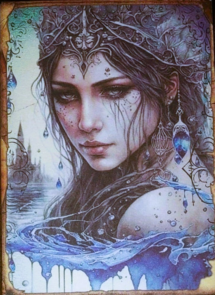 Ice Blue Witches - Set of 10 4" x 6" Decoupage Wood Panels