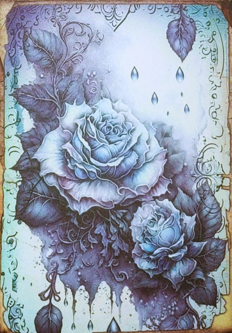 Ice Blue Witches - Set of 10 4" x 6" Decoupage Wood Panels