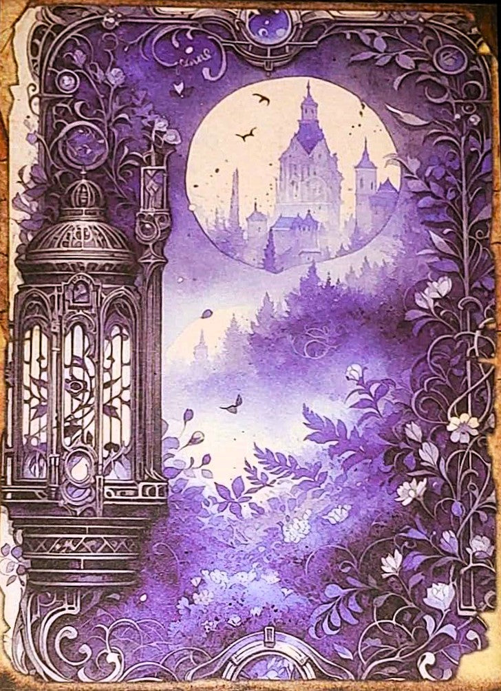 Purple Witches - Set of 10 4" x 6" Decoupage Wood Wall Panels