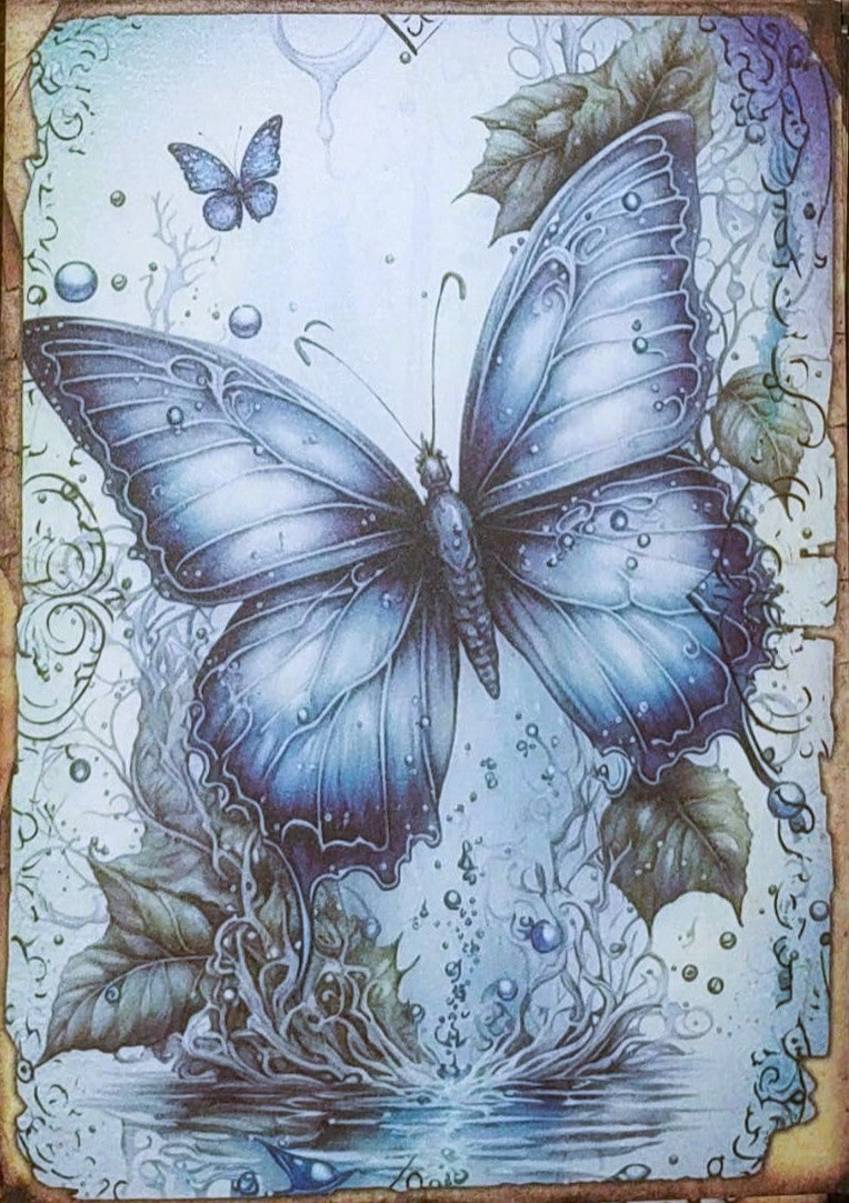 Ice Blue Witches - Set of 10 4" x 6" Decoupage Wood Panels