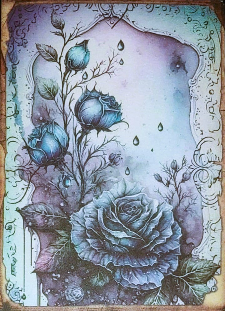 Ice Blue Witches - Set of 10 4" x 6" Decoupage Wood Panels